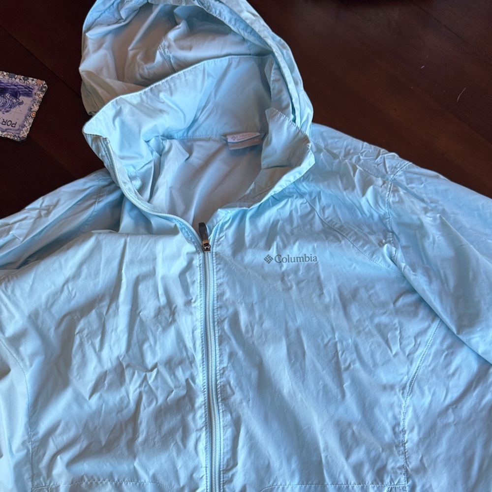 Columbia Sky Blue Hooded Windbreaker